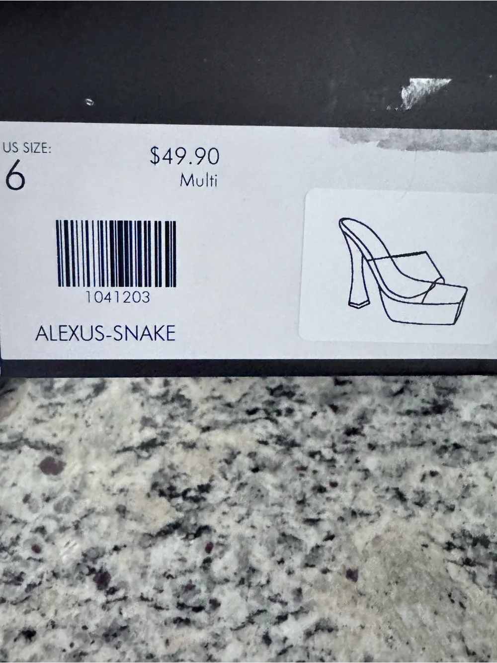 AKIRA Alexus Snake Print Clear Platform Mule Heels Size 6